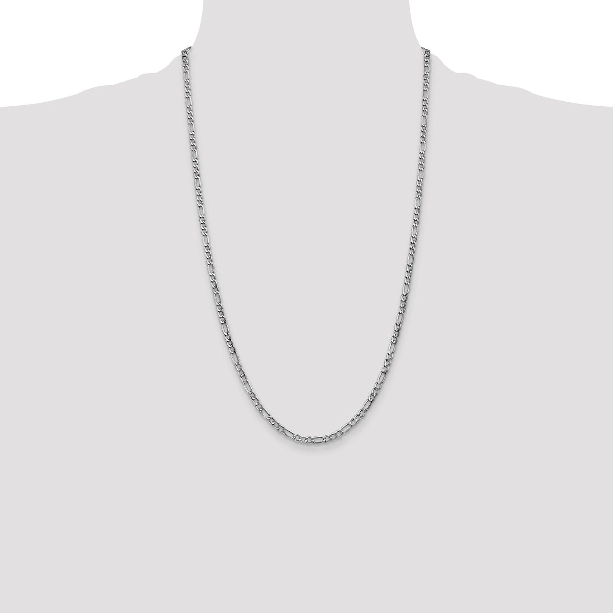 14k White Gold 3.5mm Semi-Solid Figaro Chain-BC159-26
