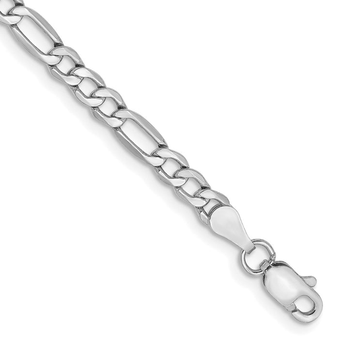14K White Gold 9 inch 3.5mm Semi-Solid Figaro with Lobster Clasp Chain-BC159-9