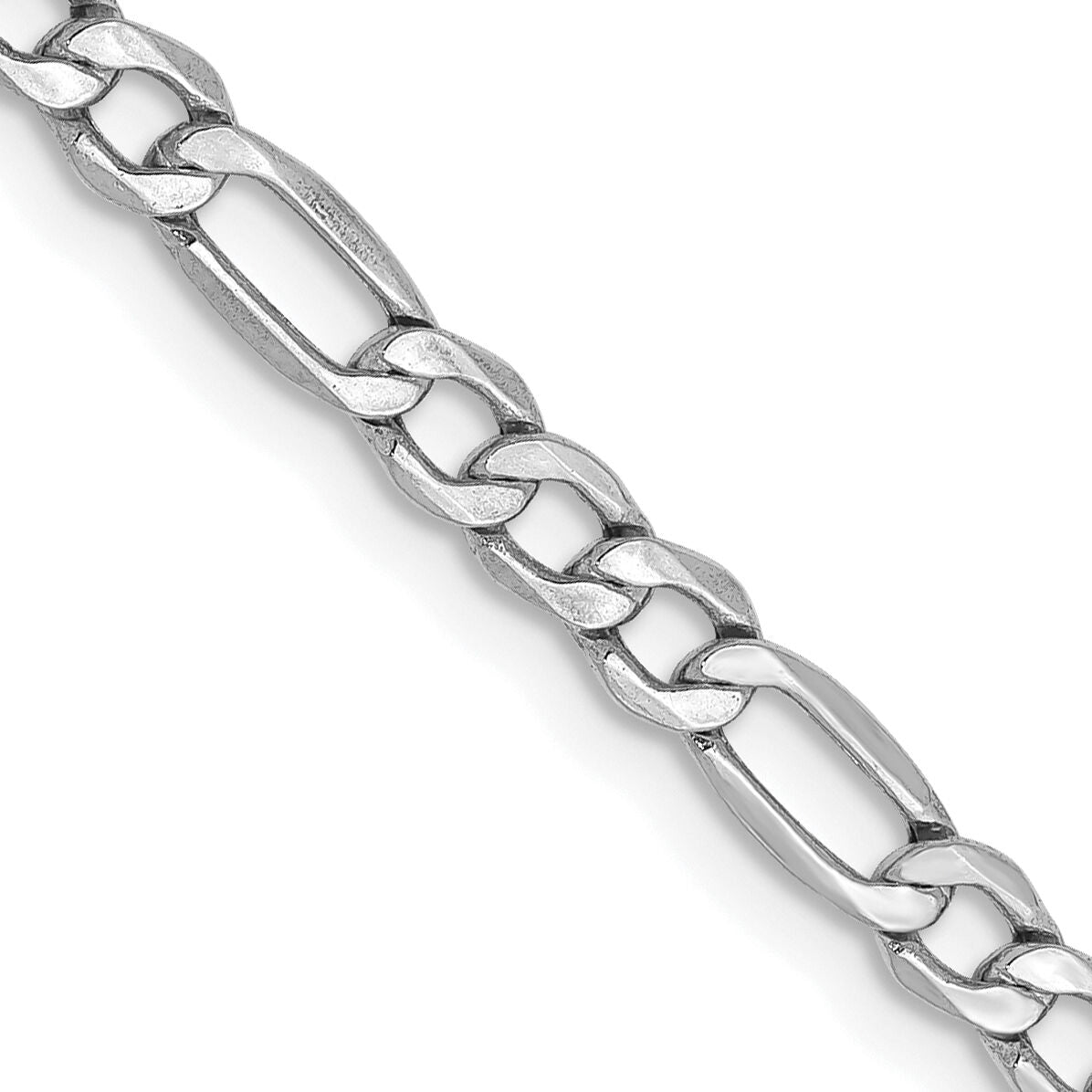 14k White Gold 3.5mm Semi-Solid Figaro Chain-BC159-16
