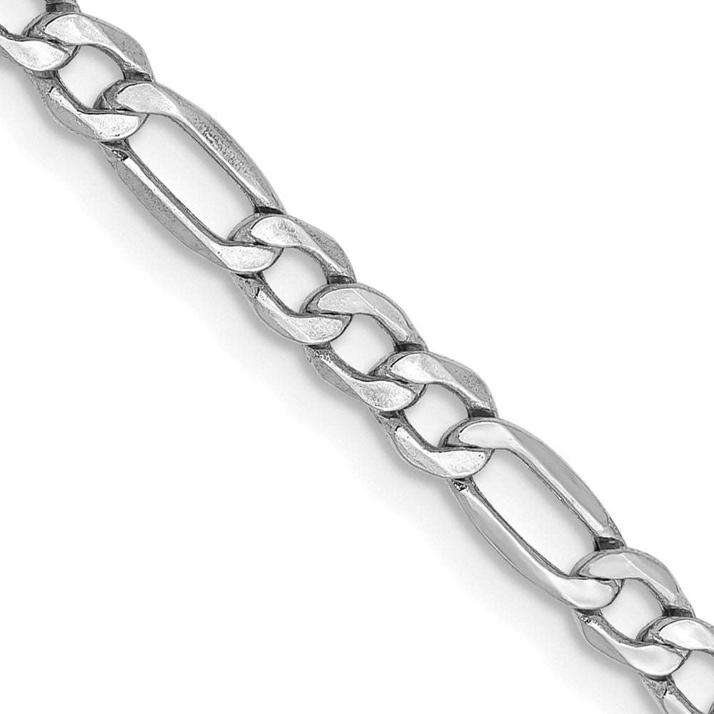 14K White Gold 22 inch 3.5mm Semi-Solid Figaro with Lobster Clasp Chain-BC159-22