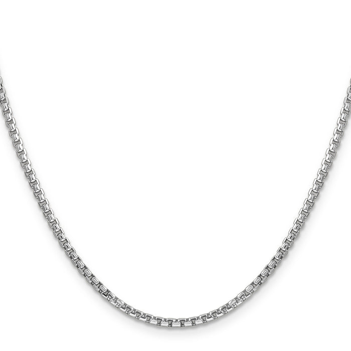 14k White Gold 2.45mm Semi-Solid Round Box Chain-BC162-28