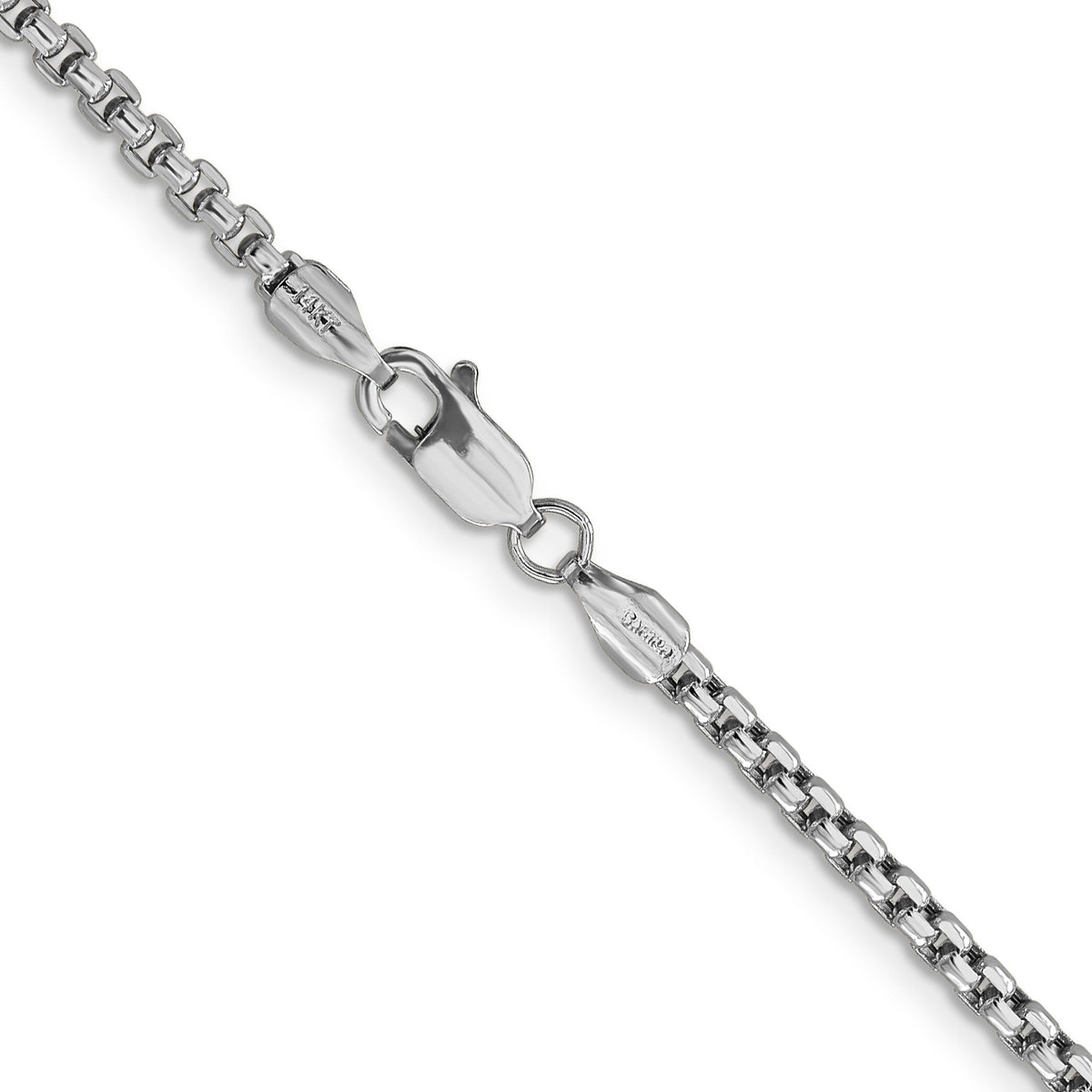 14k White Gold 2.45mm Semi-Solid Round Box Chain-BC162-22