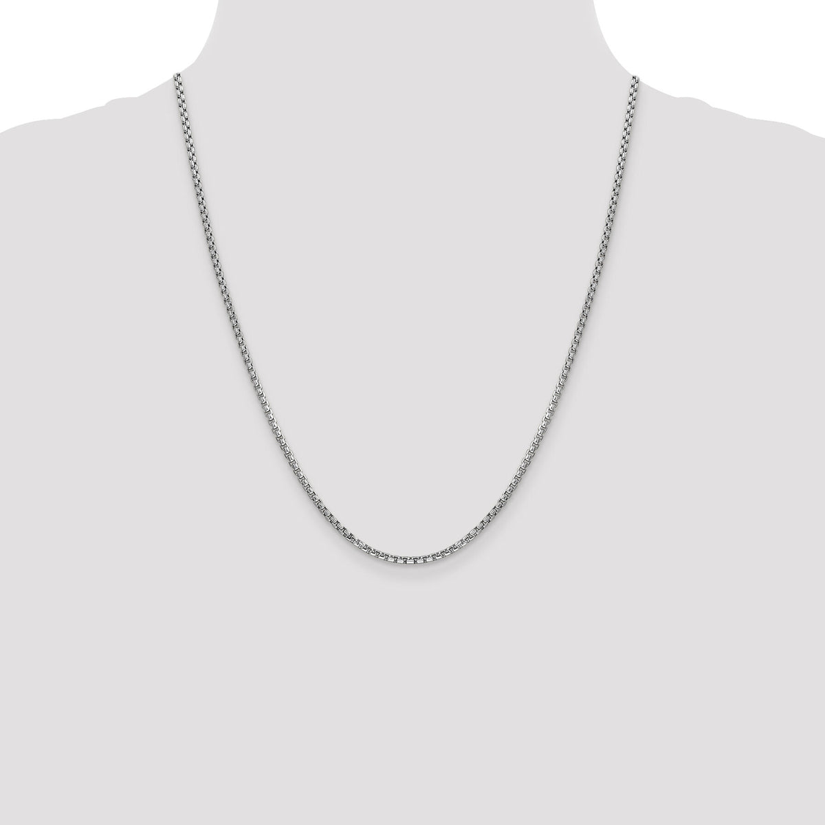 14k White Gold 2.45mm Semi-Solid Round Box Chain-BC162-22