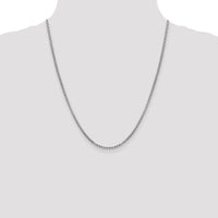 14k White Gold 2.45mm Semi-Solid Round Box Chain-BC162-22