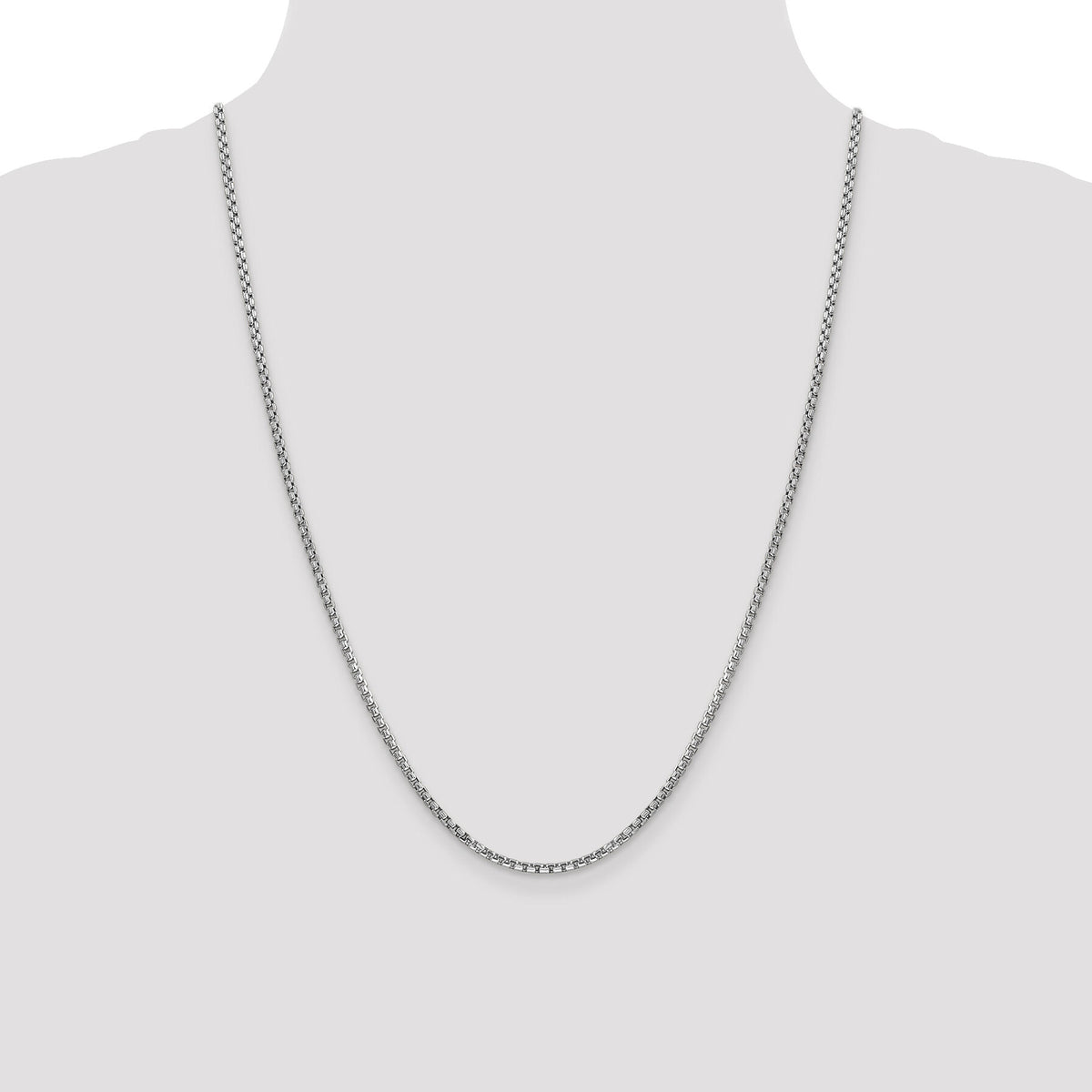 14k White Gold 2.45mm Semi-Solid Round Box Chain-BC162-24