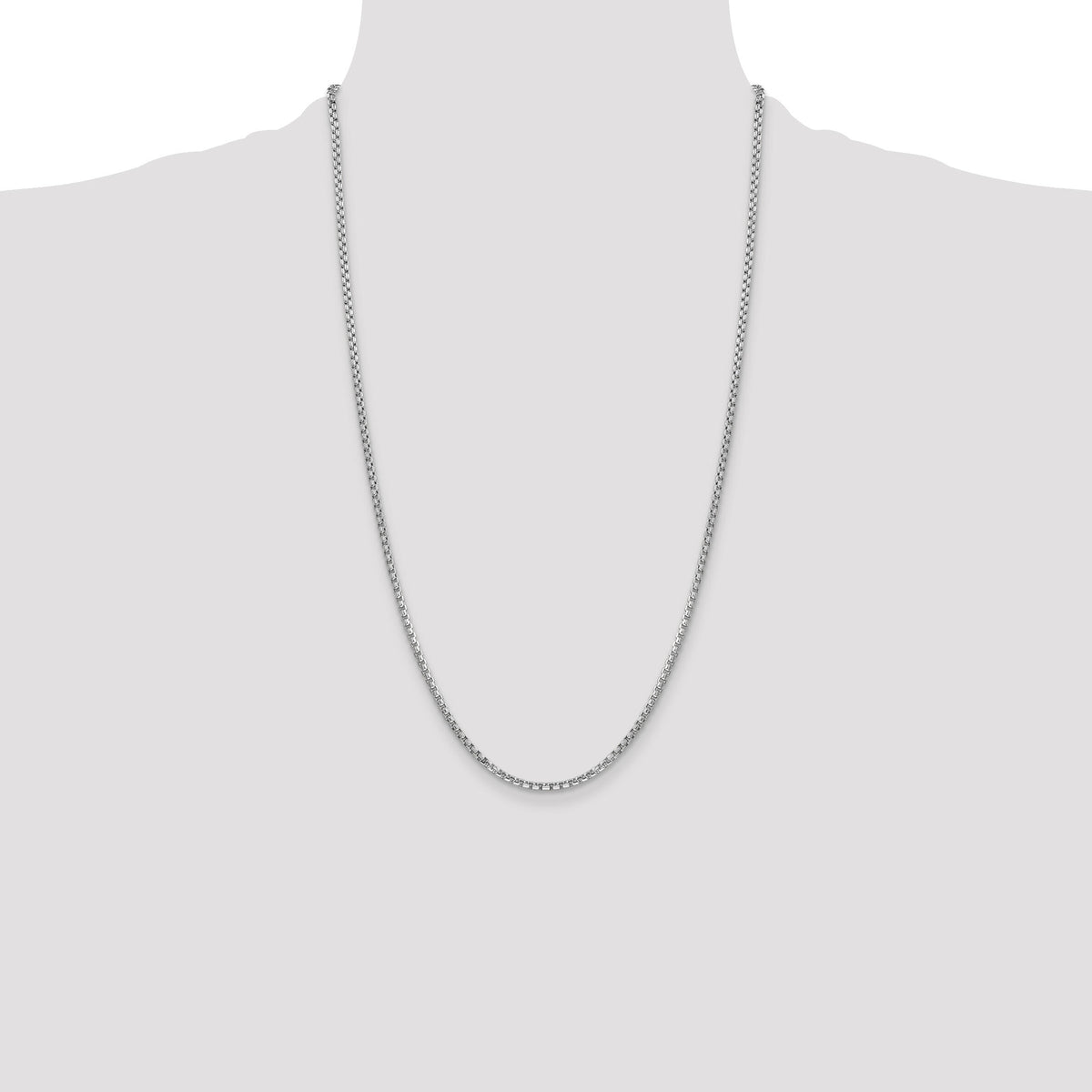 14k White Gold 2.45mm Semi-Solid Round Box Chain-BC162-26