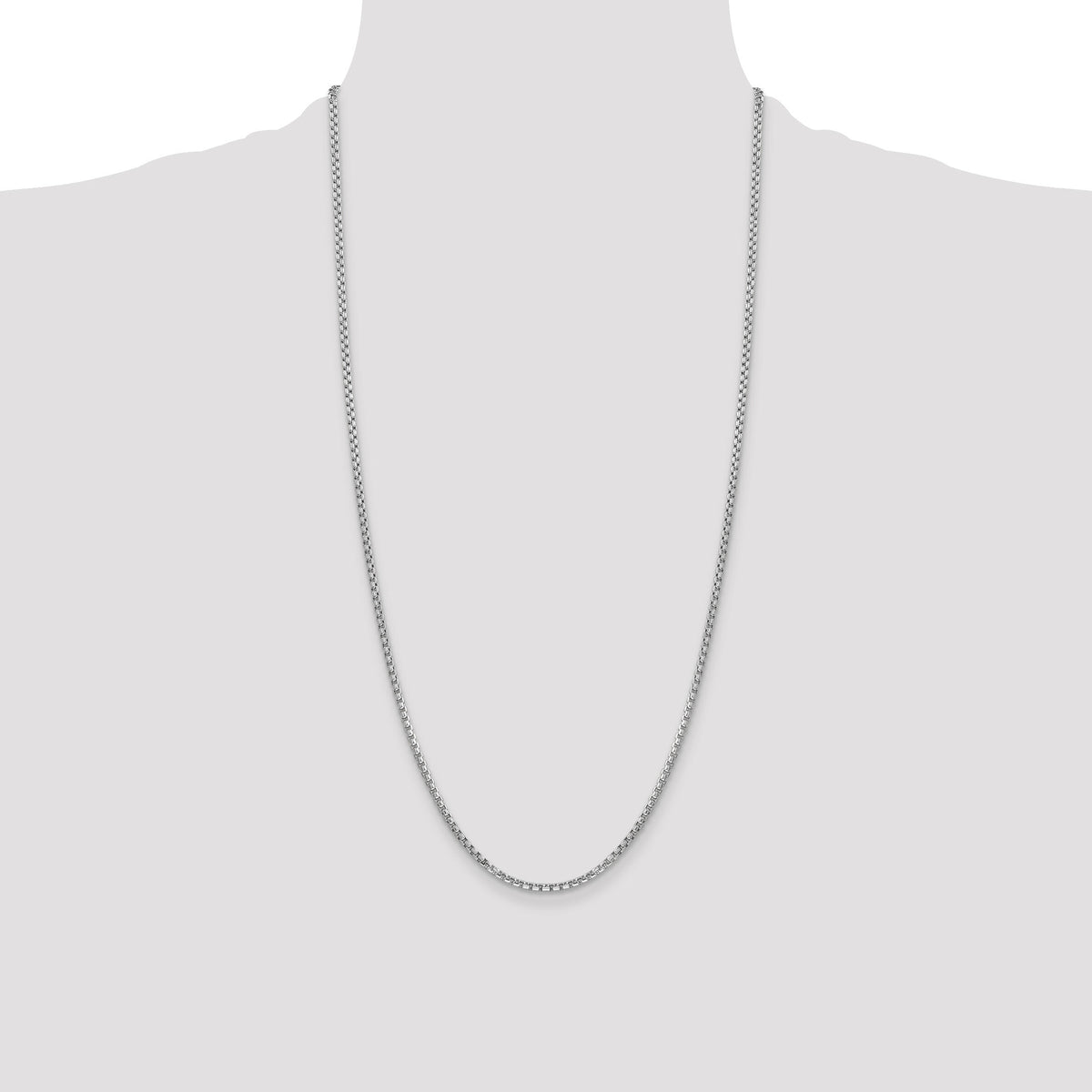 14k White Gold 2.45mm Semi-Solid Round Box Chain-BC162-28