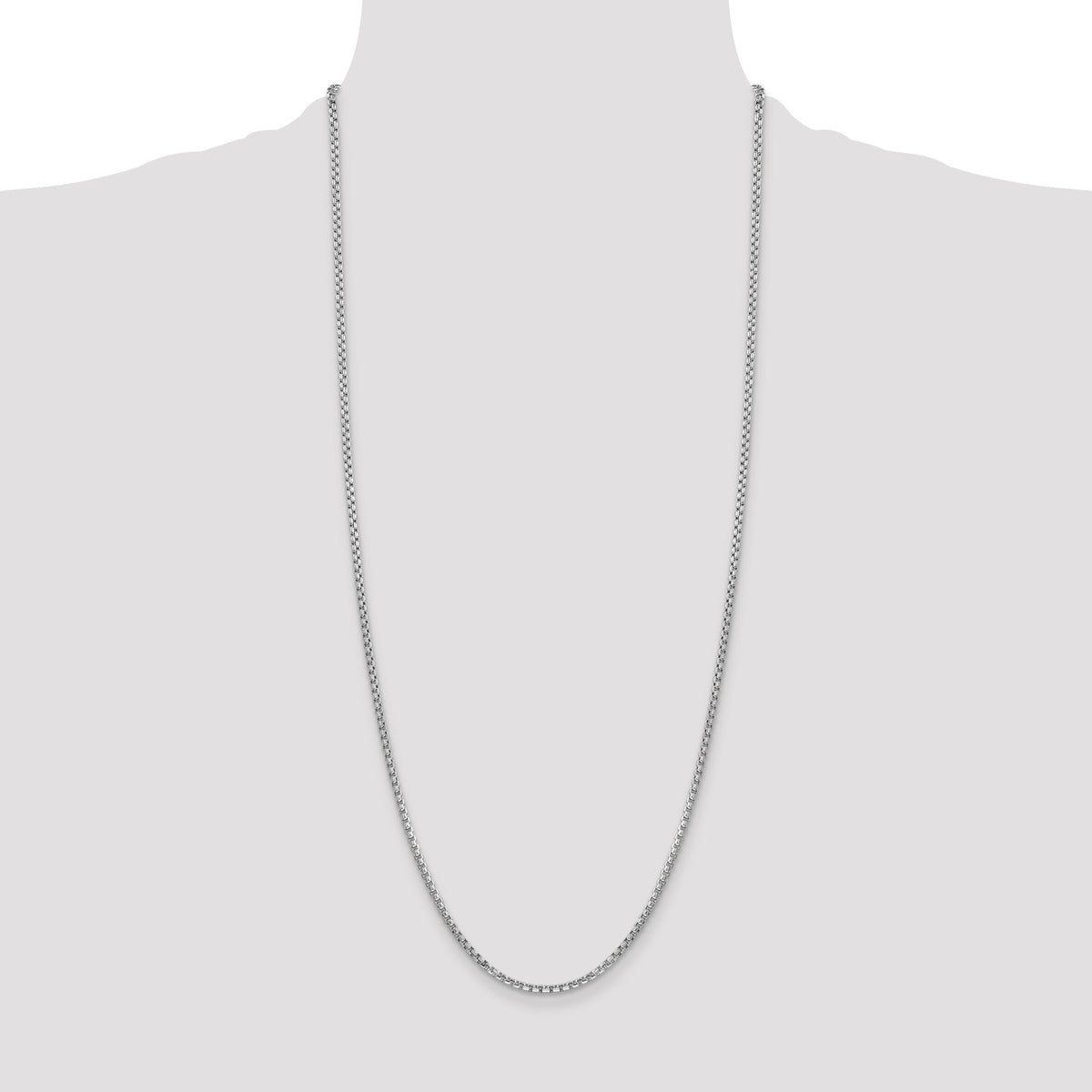 14k White Gold 2.45mm Semi-Solid Round Box Chain-BC162-30