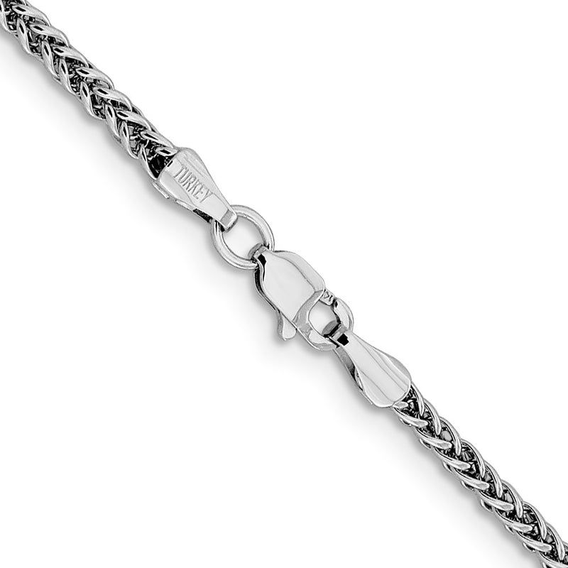 14K White Gold 16 inch 2.35mm Semi-Solid 3-Wire Wheat with Lobster Clasp Chain-BC179-16