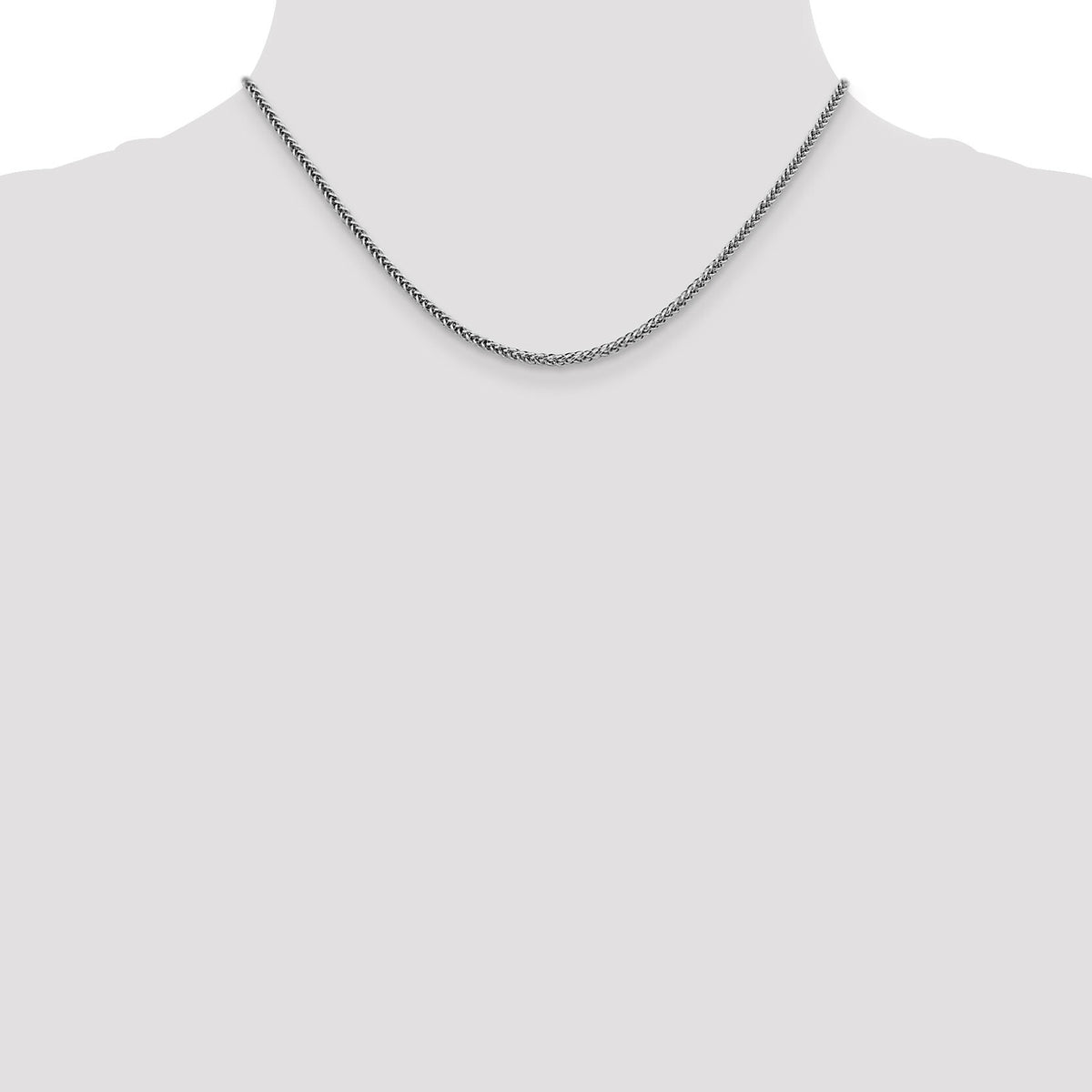 14k White Gold 2.35mm Semi-solid 3-Wire Wheat Chain-BC179-16