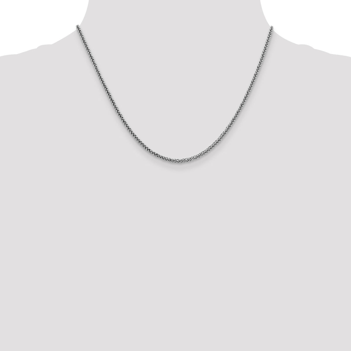 14k White Gold 2.35mm Semi-solid 3-Wire Wheat Chain-BC179-18