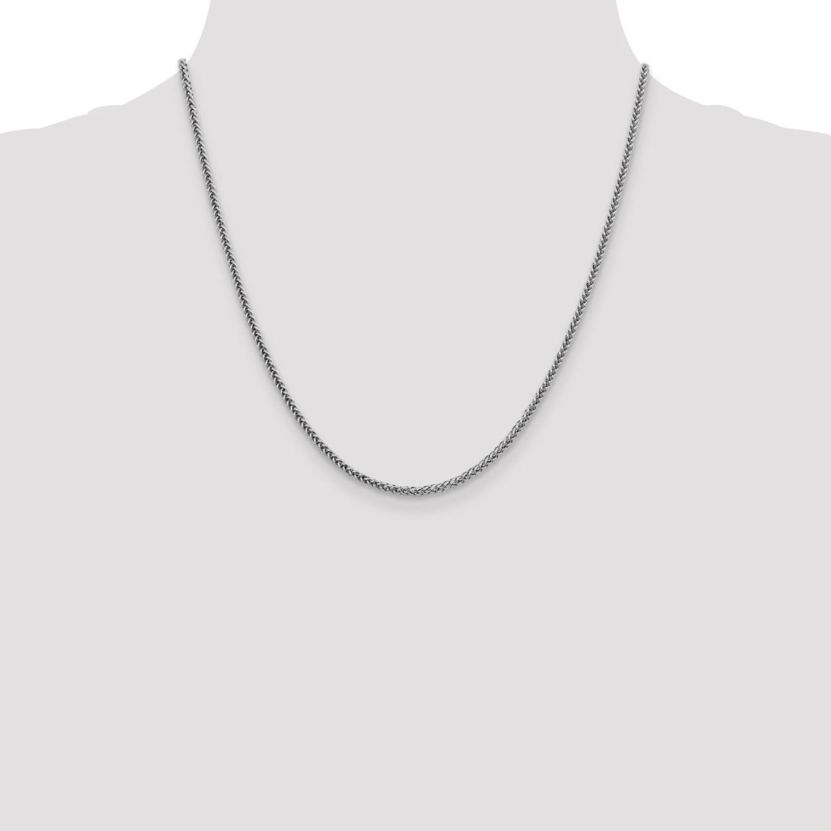 14k White Gold 2.35mm Semi-solid 3-Wire Wheat Chain-BC179-20