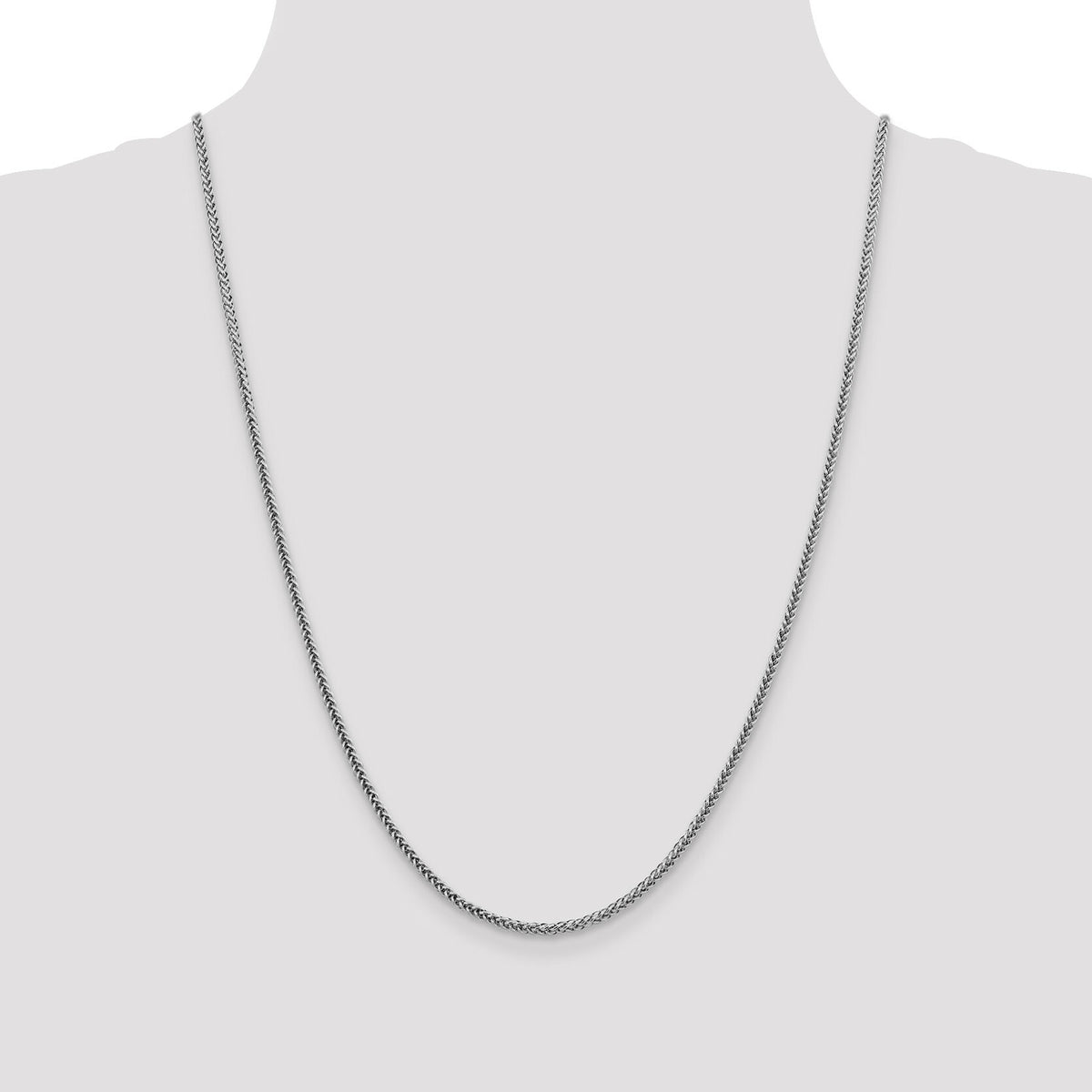 14k White Gold 2.35mm Semi-solid 3-Wire Wheat Chain-BC179-24