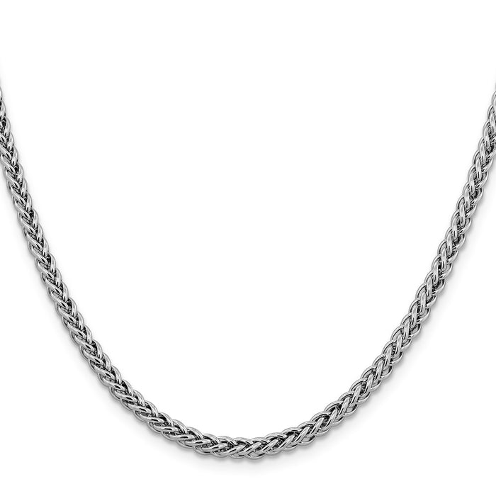 14K White Gold 18 inch 4.3mm Semi-Solid 3-Wire Wheat with Lobster Clasp Chain-BC180-20