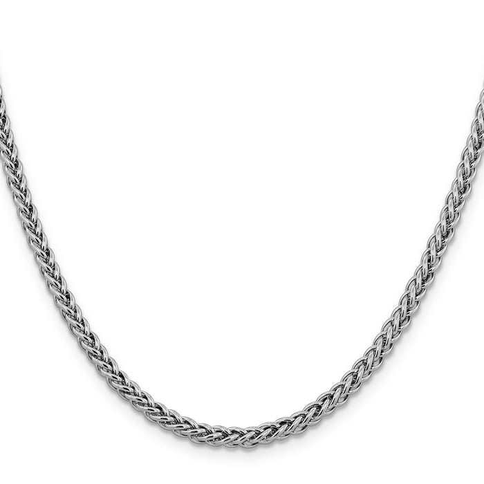 14k White Gold 3.5mm Semi-solid 3-Wire Wheat Chain-BC180-22