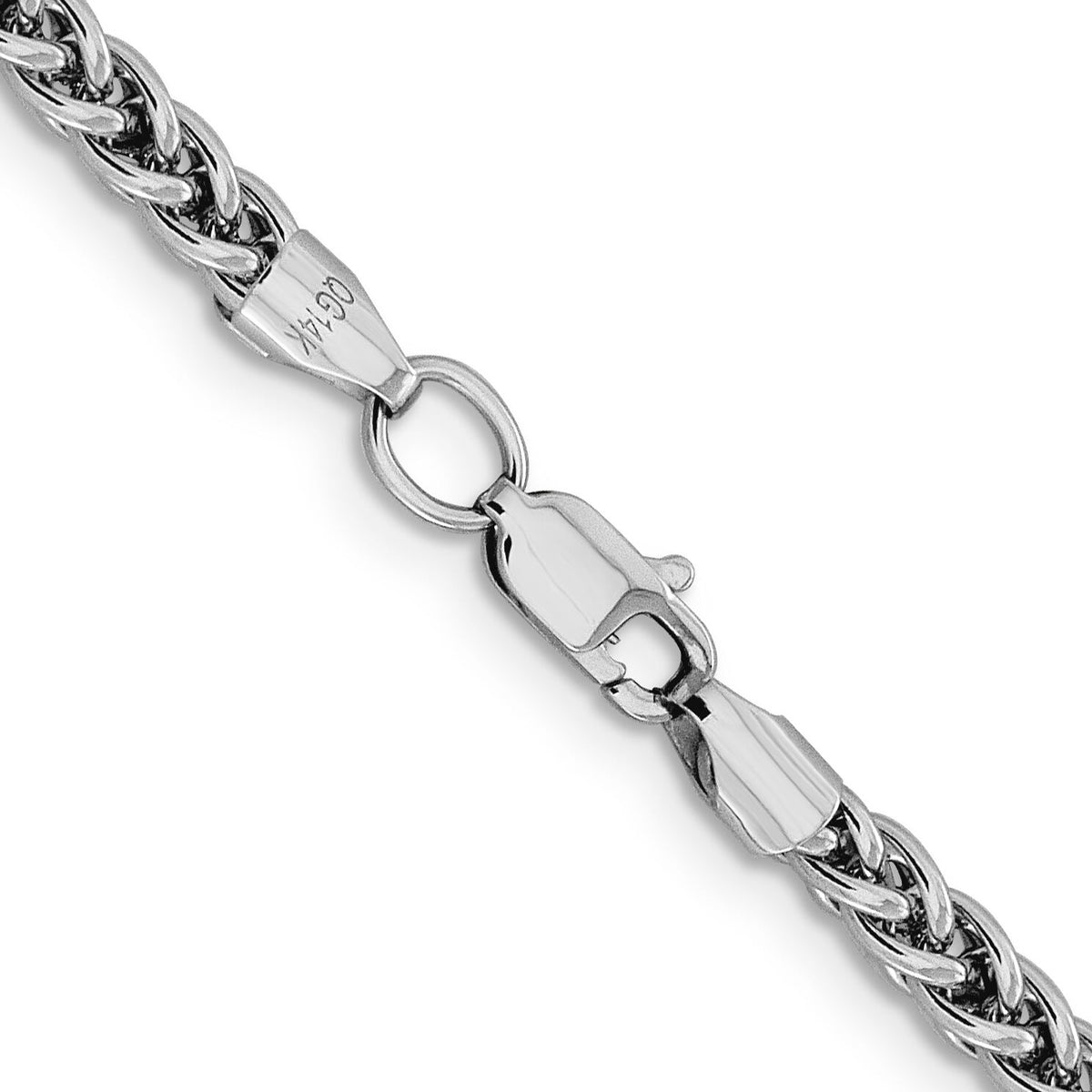 14k White Gold 3.5mm Semi-solid 3-Wire Wheat Chain-BC180-24
