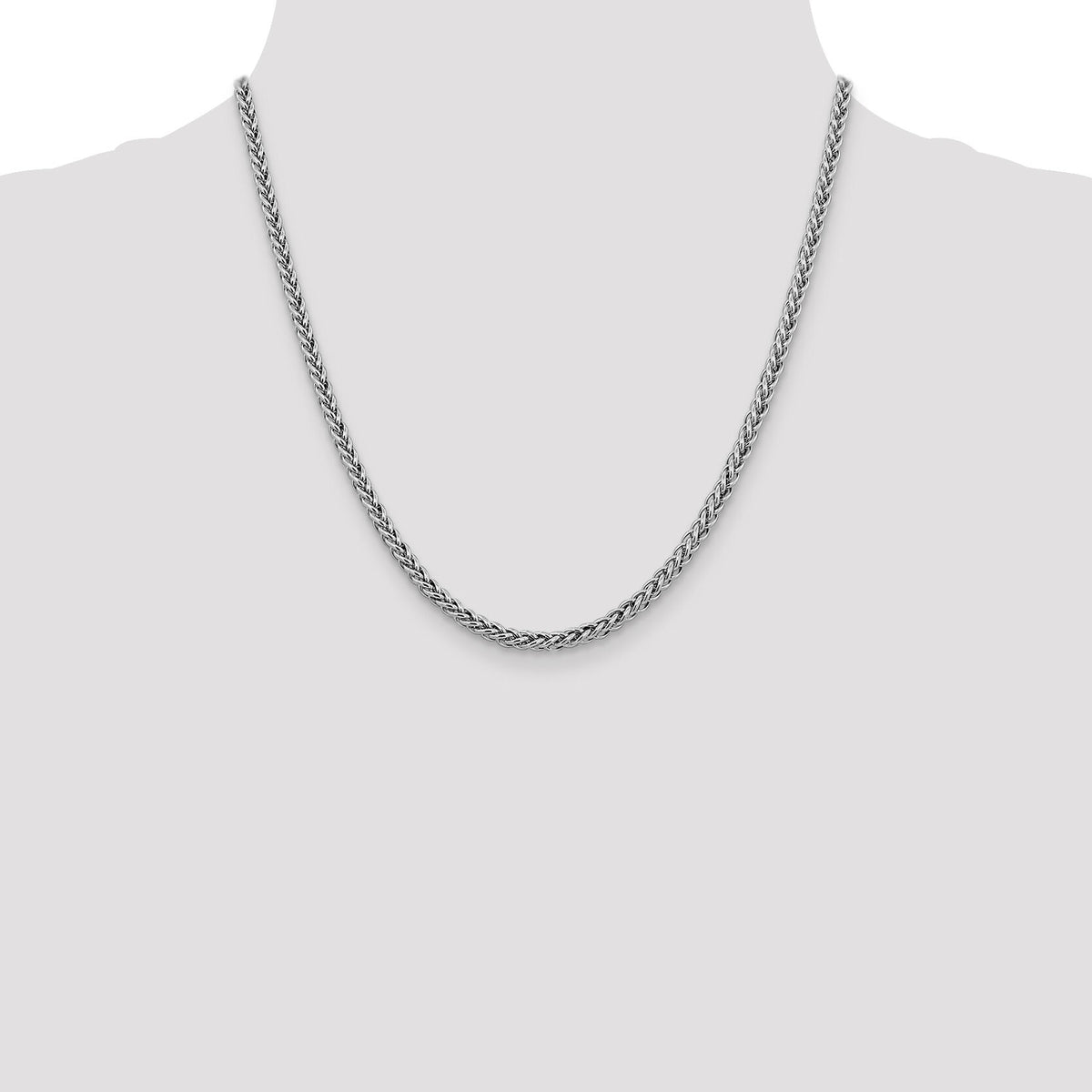 14k White Gold 3.5mm Semi-solid 3-Wire Wheat Chain-BC180-20