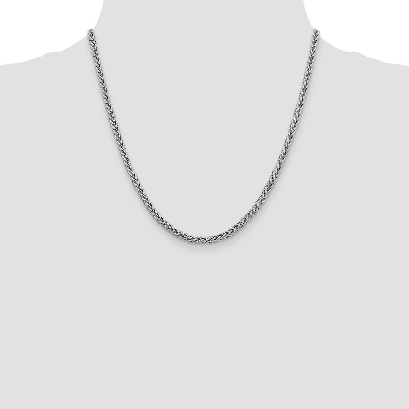 14K White Gold 18 inch 4.3mm Semi-Solid 3-Wire Wheat with Lobster Clasp Chain-BC180-20