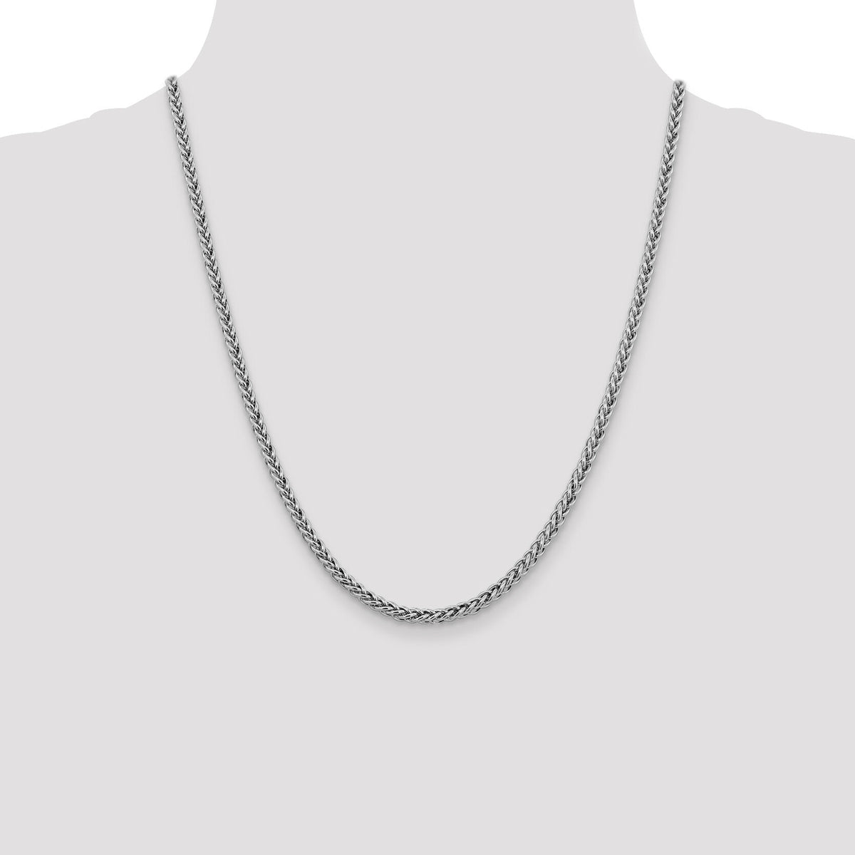 14k White Gold 3.5mm Semi-solid 3-Wire Wheat Chain-BC180-22