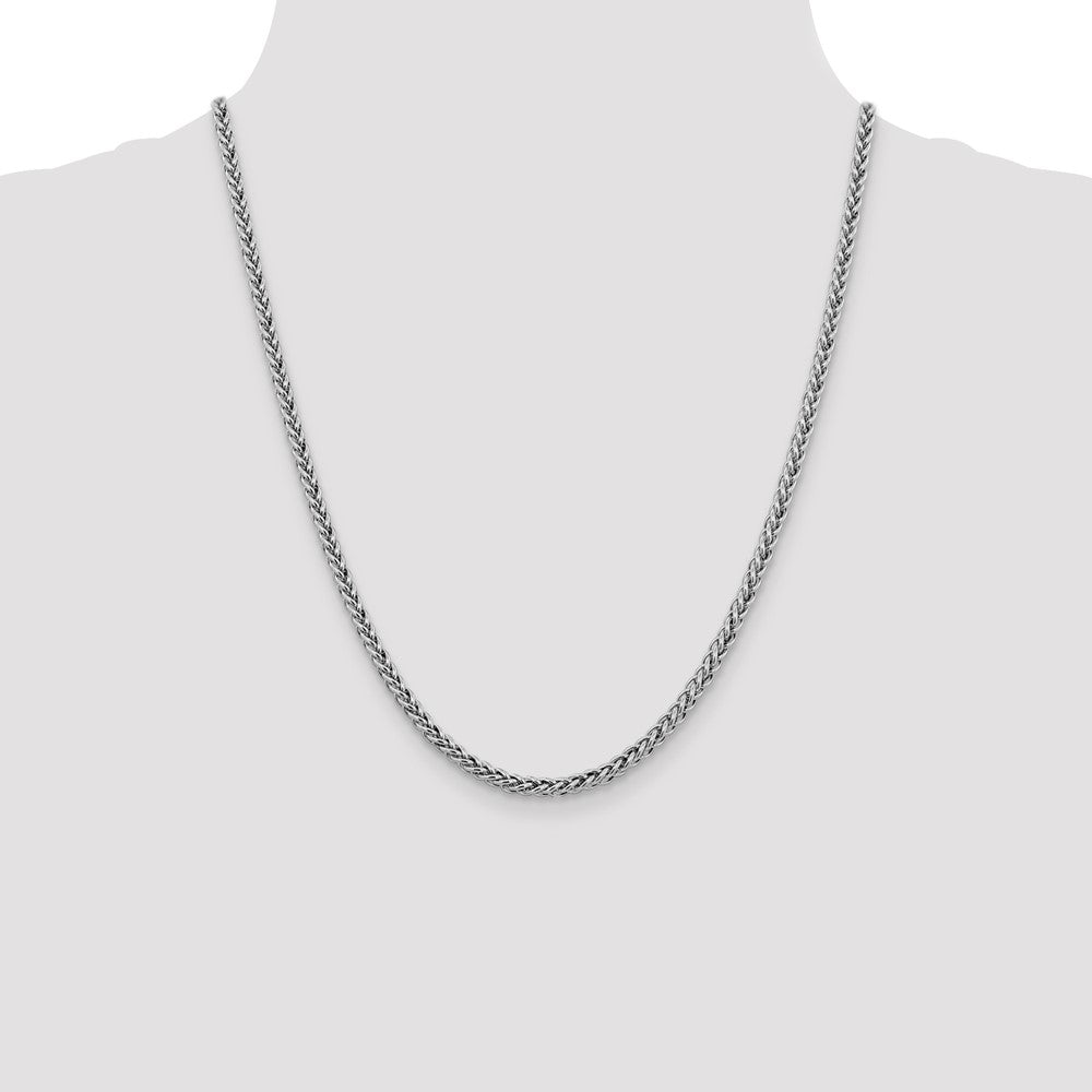 14K White Gold 20 inch 4.3mm Semi-Solid 3-Wire Wheat with Lobster Clasp Chain-BC180-22