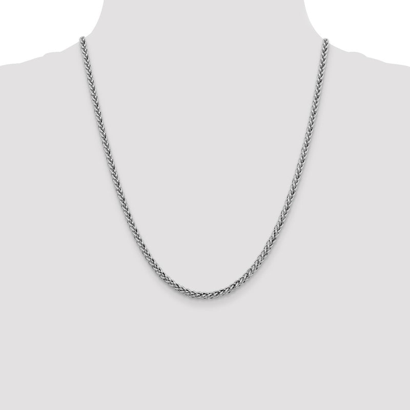 14K White Gold 20 inch 4.3mm Semi-Solid 3-Wire Wheat with Lobster Clasp Chain-BC180-22