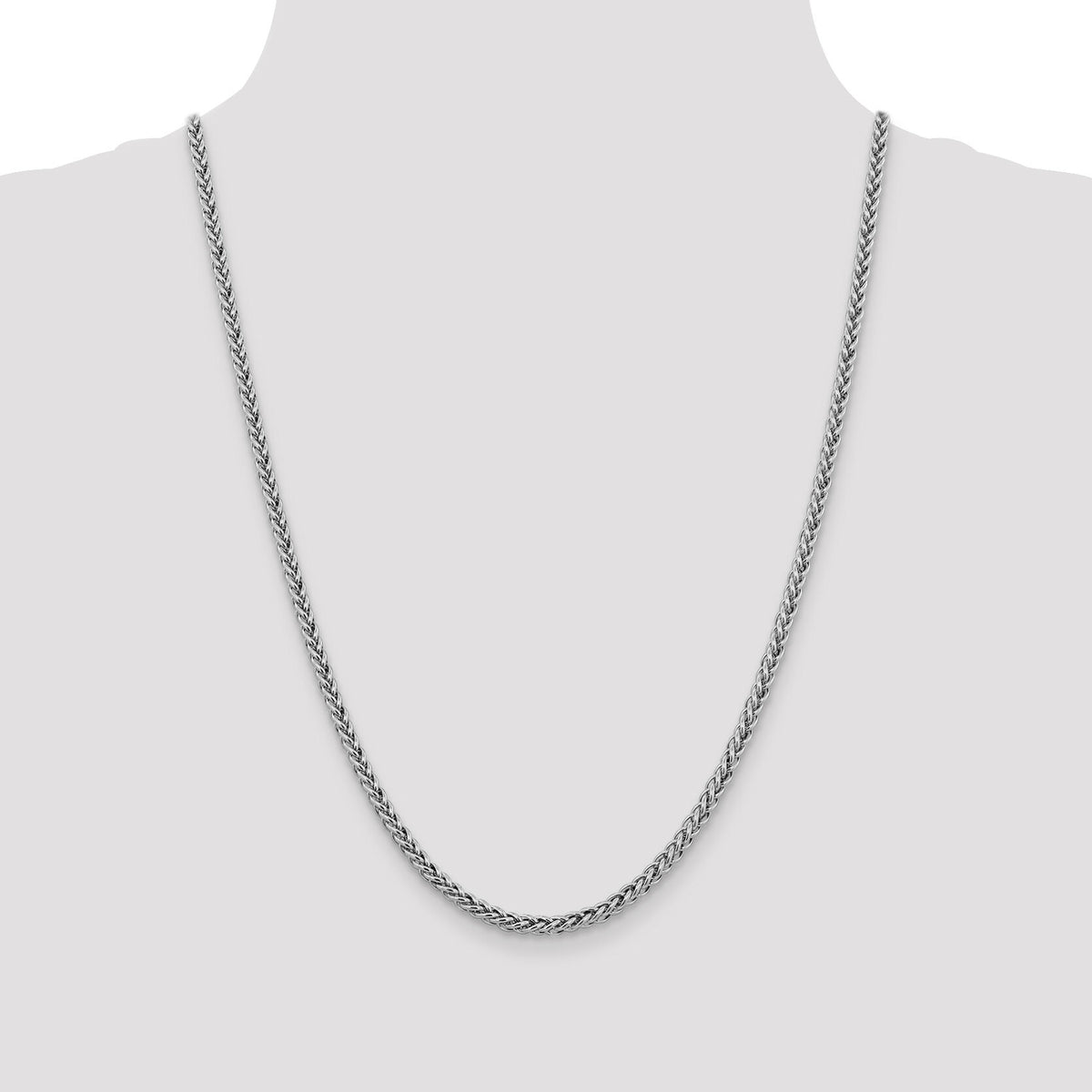 14k White Gold 3.5mm Semi-solid 3-Wire Wheat Chain-BC180-24