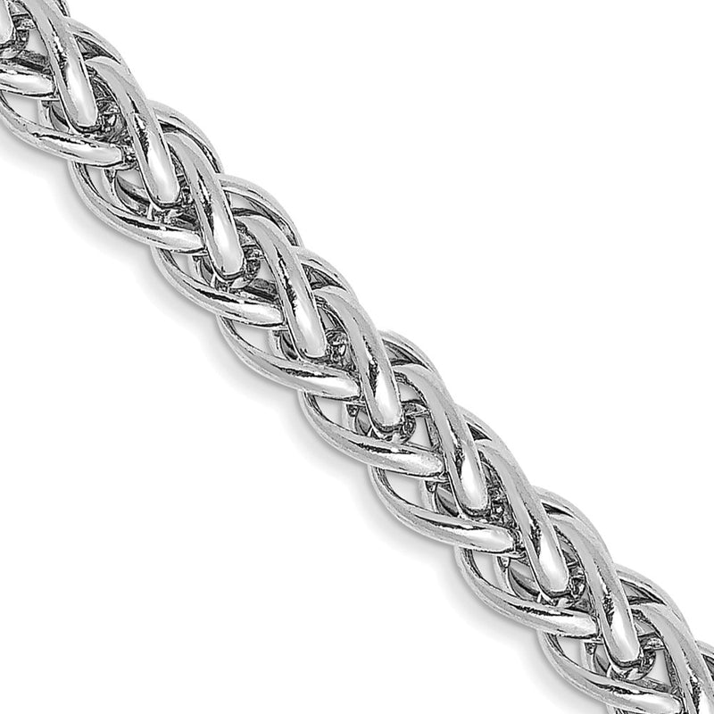 14K White Gold 18 inch 4.3mm Semi-Solid 3-Wire Wheat with Lobster Clasp Chain-BC180-20