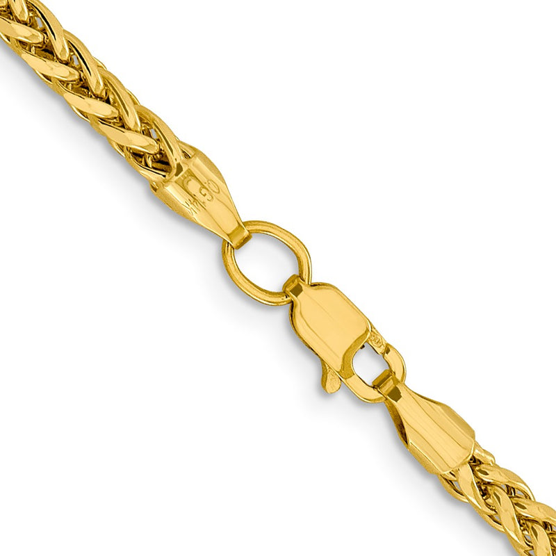 14K 22 inch 3.1mm Semi-Solid Diamond-cut Wheat with Lobster Clasp Chain-BC184-22