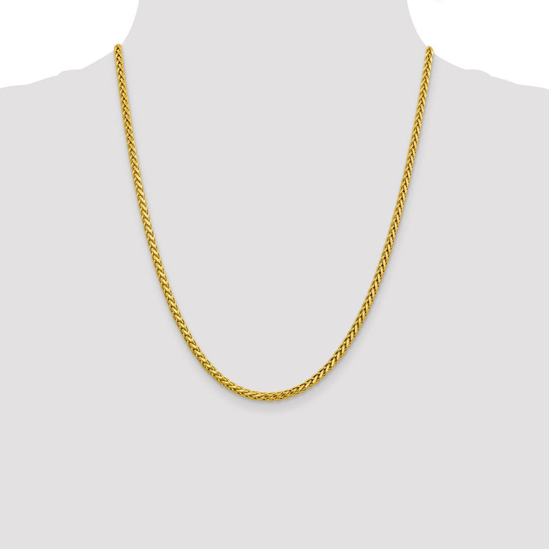 14K 22 inch 3.1mm Semi-Solid Diamond-cut Wheat with Lobster Clasp Chain-BC184-22