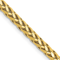 14K 22 inch 3.1mm Semi-Solid Diamond-cut Wheat with Lobster Clasp Chain-BC184-22