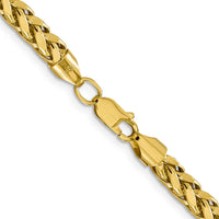 14K 22 inch 5mm Semi-Solid Diamond-cut Wheat with Lobster Clasp Chain-BC186-22