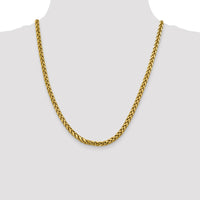 14K 22 inch 5mm Semi-Solid Diamond-cut Wheat with Lobster Clasp Chain-BC186-22