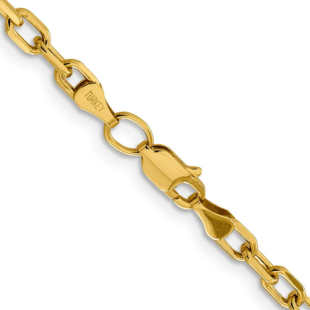 14K  26 inch 3.7mm Semi-Solid Diamond-cut Open Link Cable with Lobster Clasp Chain-BC187-26