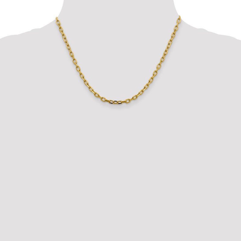 14K  18 inch 3.7mm Semi-Solid Diamond-cut Open Link Cable with Lobster Clasp Chain-BC187-18