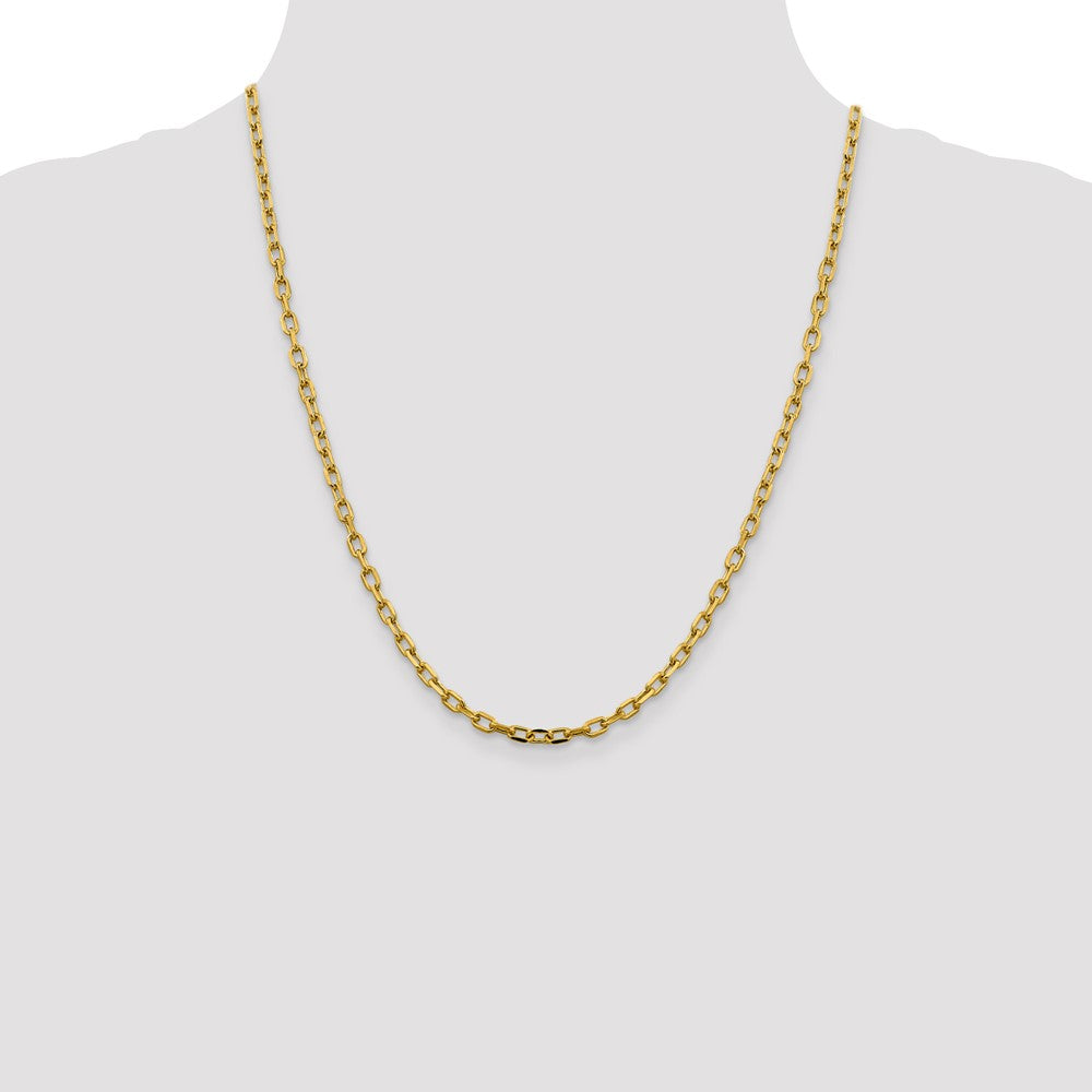 14K 22 inch 3.7mm Semi-Solid Diamond-cut Open Link Cable with Lobster Clasp Chain-BC187-22