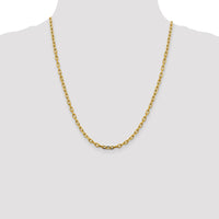 14K 22 inch 3.7mm Semi-Solid Diamond-cut Open Link Cable with Lobster Clasp Chain-BC187-22