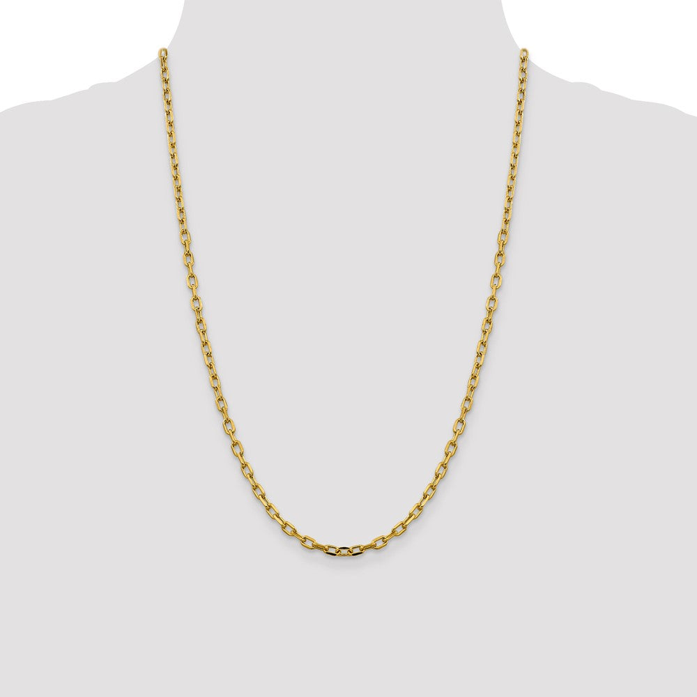 14K  24 inch 3.7mm Semi-Solid Diamond-cut Open Link Cable with Lobster Clasp Chain-BC187-24