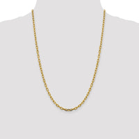 14K  24 inch 3.7mm Semi-Solid Diamond-cut Open Link Cable with Lobster Clasp Chain-BC187-24