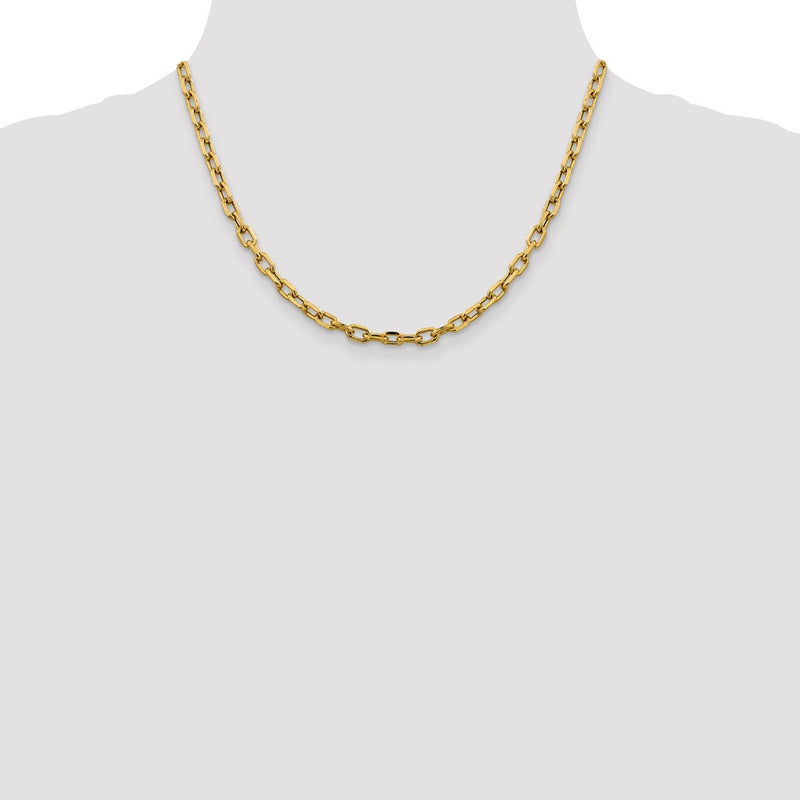 14K 18 inch 4.9mm Semi-Solid Diamond-cut Open Link Cable with Lobster Clasp Chain-BC188-18