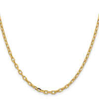 14K Yellow Gold 18 inch 3mm Semi-Solid Diamond-cut Open Link Cable with Lobster Clasp Chain-BC189-18