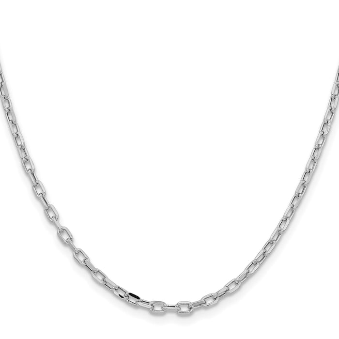 14k White Gold 3mm Semi-solid D/C Open Link Cable Chain-BC189W-18