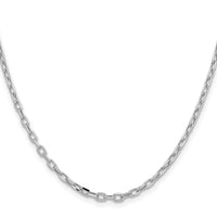 14k White Gold 3mm Semi-solid D/C Open Link Cable Chain-BC189W-24