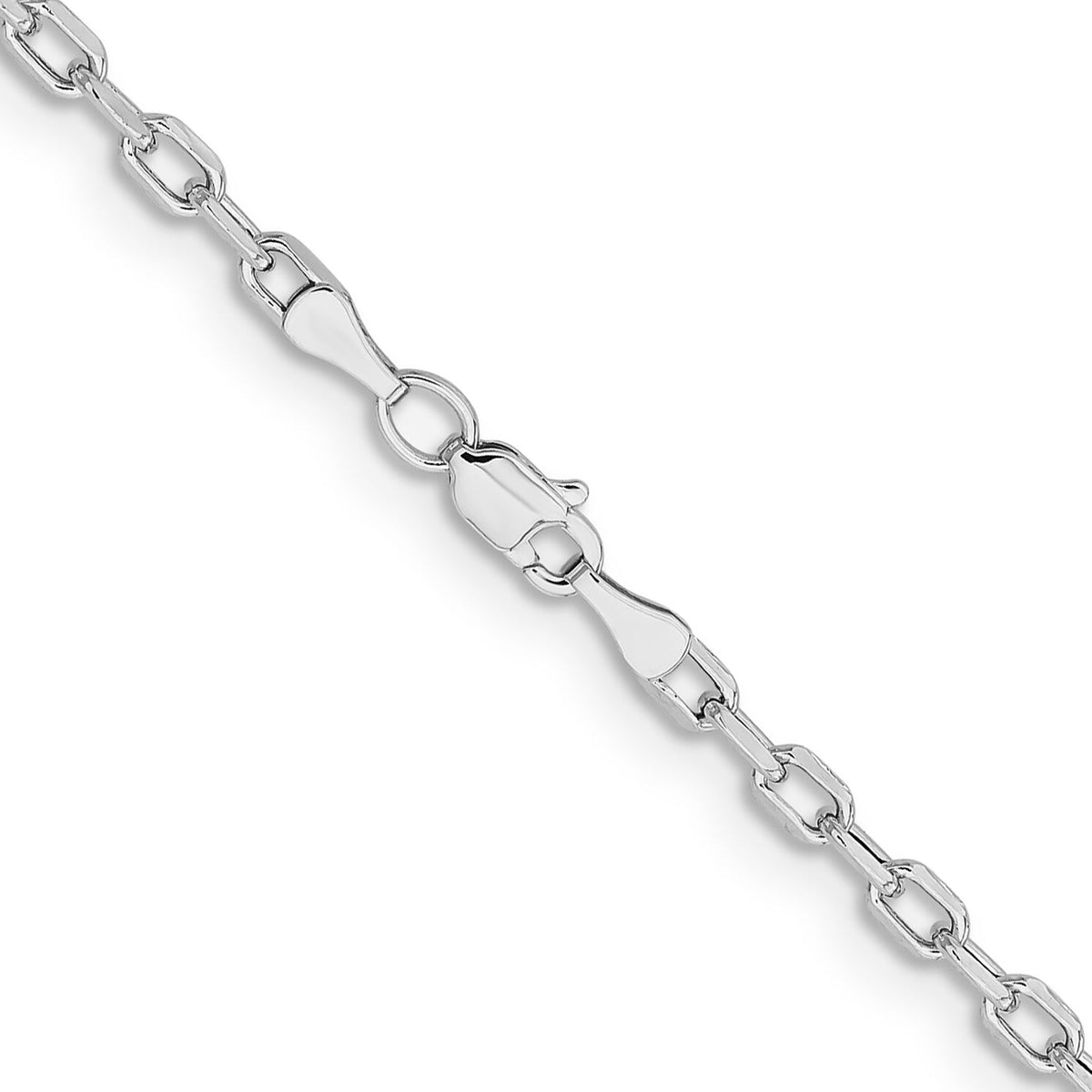 14k White Gold 3mm Semi-solid D/C Open Link Cable Chain-BC189W-24