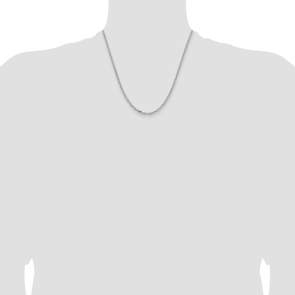 14k White Gold 3mm Semi-solid D/C Open Link Cable Chain-BC189W-20