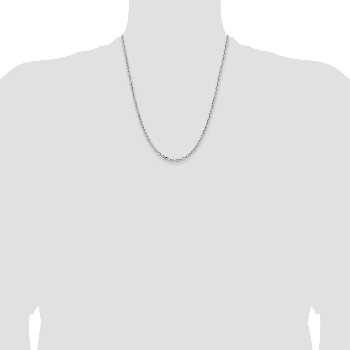 14k White Gold 3mm Semi-solid D/C Open Link Cable Chain-BC189W-22