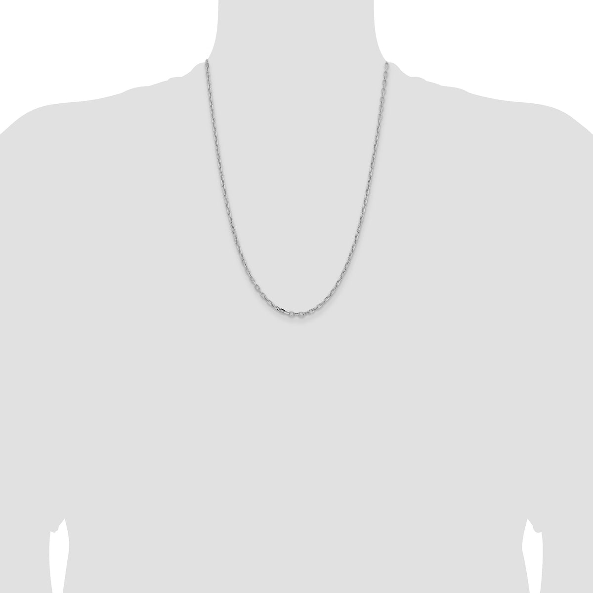14k White Gold 3mm Semi-solid D/C Open Link Cable Chain-BC189W-24