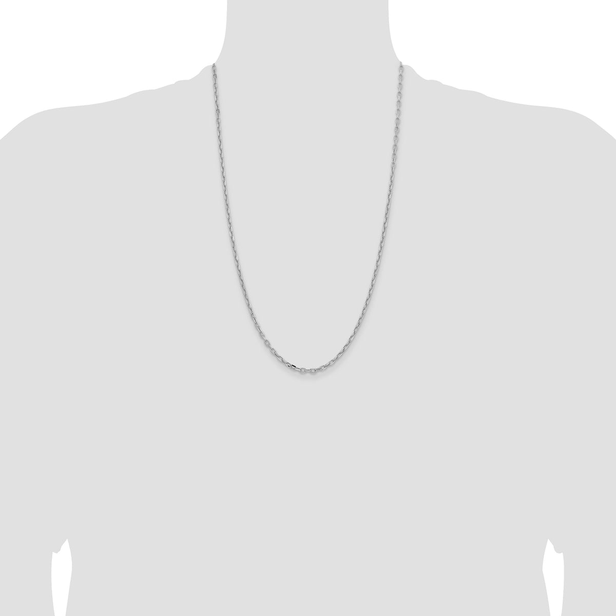 14k White Gold 3mm Semi-solid D/C Open Link Cable Chain-BC189W-26