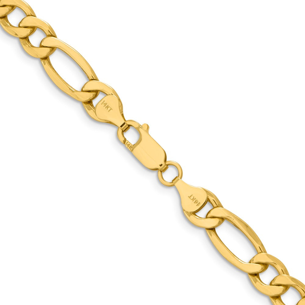 14K 26 inch 8.5mm Semi-Solid Figaro with Lobster Clasp Chain-BC190-26