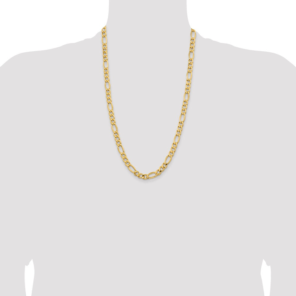 14K 26 inch 8.5mm Semi-Solid Figaro with Lobster Clasp Chain-BC190-26