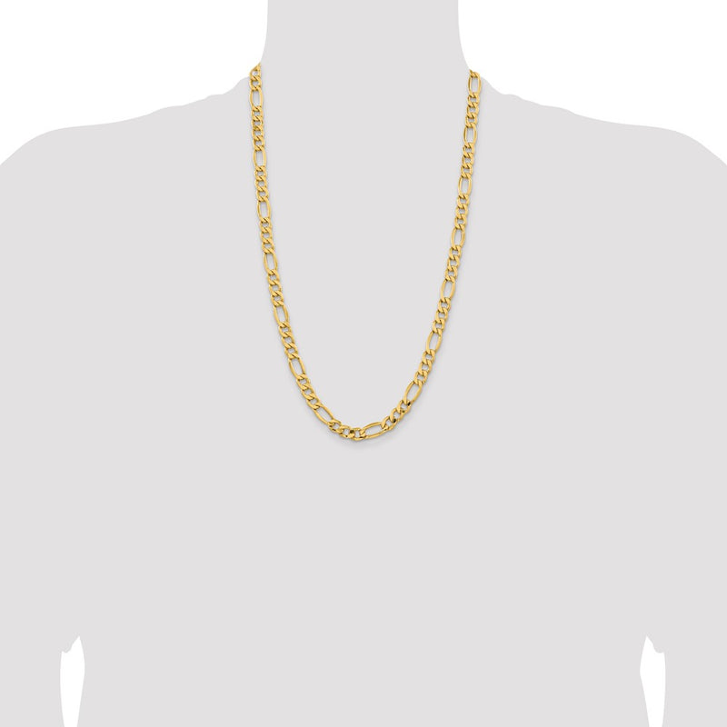 14K 26 inch 8.5mm Semi-Solid Figaro with Lobster Clasp Chain-BC190-26